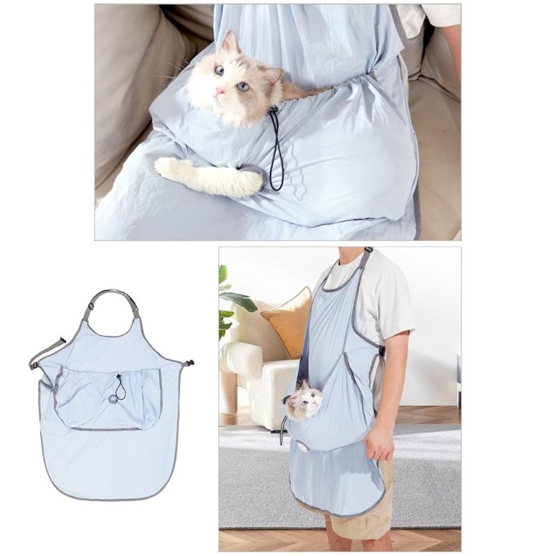 Hands Frees Cats Holder Hair Resistant Apron with Adjustable Strap Comfortable Breathable Carrying Bag for Pet