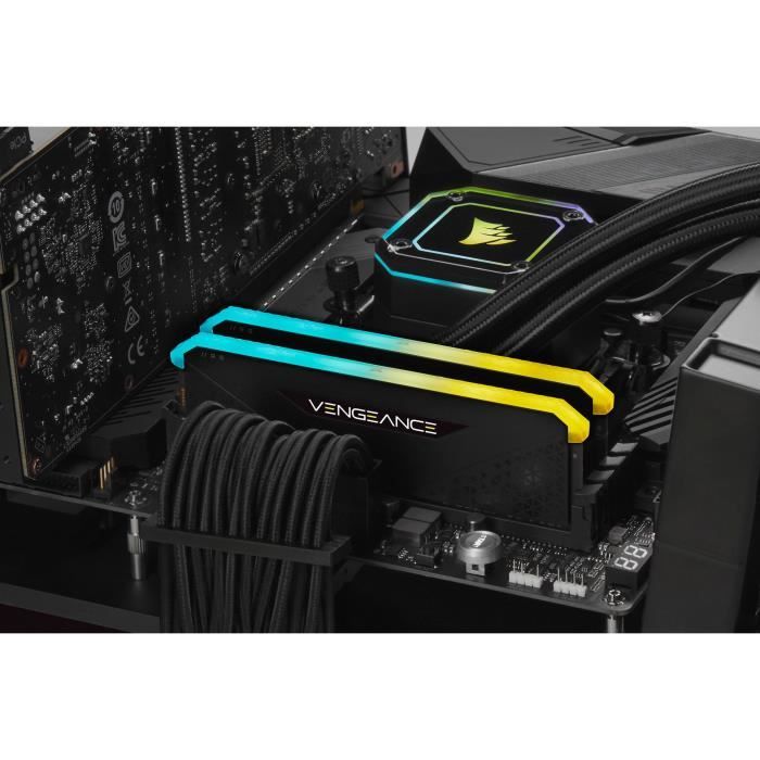 Mémoire RAM - CORSAIR - Vengeance RGB RS DDR4 - 32GB 2x16GB DIMM - 3600 MHz - 1.35V - Noir (CMG32GX4M2D3600C)