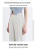 Women's Gray High-Waist Wide-Leg Pants: Spring/Autumn Slimming, Elegant Drape, Floor-Length, Straight-Leg