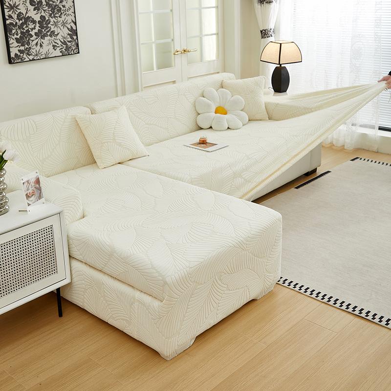 Straight Row Sofa Cover Elastic All-Season Universal Jacquard Dust Cover Non-Slip Anti-Cat Scratch Living Room Sofa Armrest Back