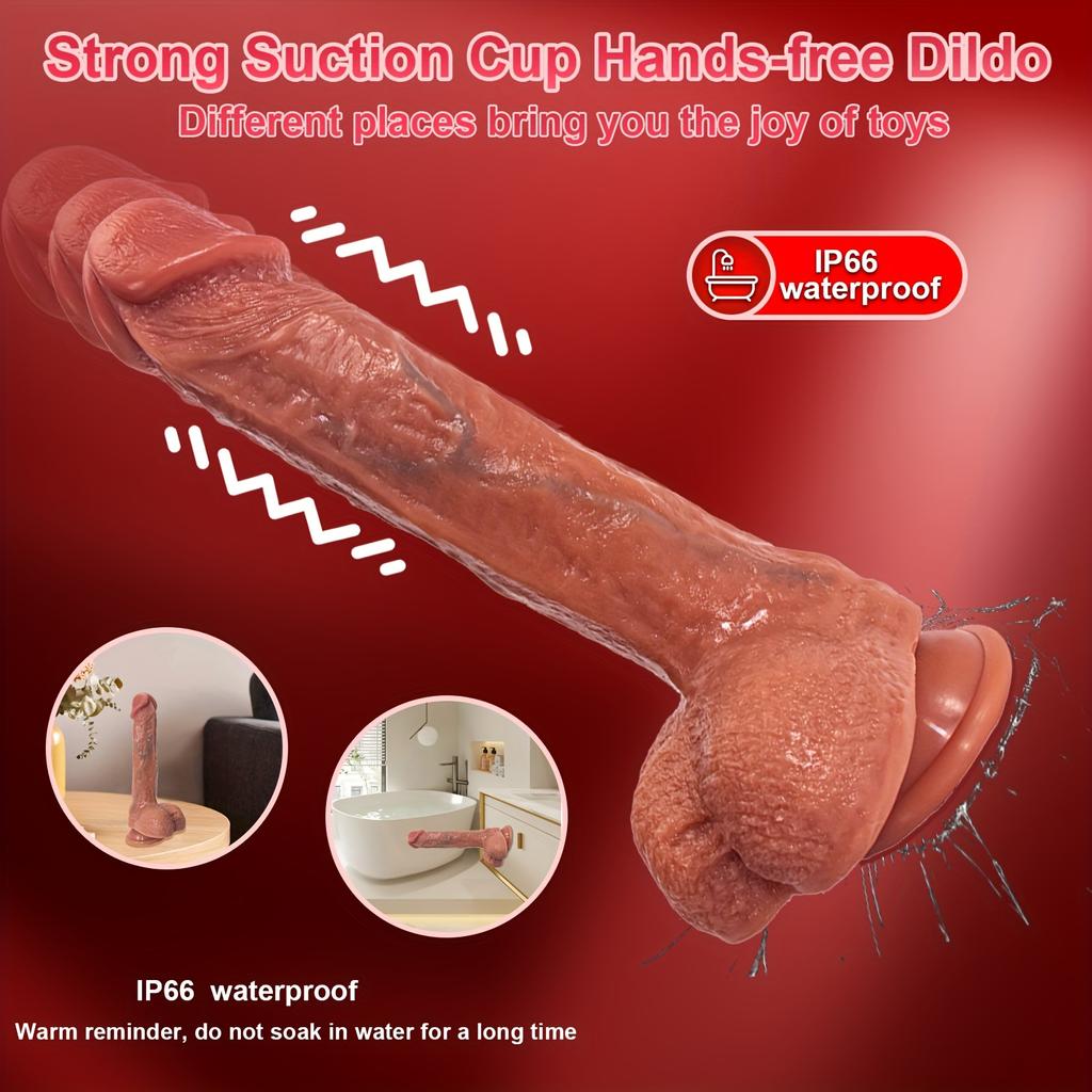 9 Zoll großer, realistischer Teleskop-Vibrationsdildo mit 10 Stoßmodi, 10 Vibrationsmodi, Heiz-, Rotations- und Saugfunktionen zur Stimulation des G-Punkts bei Frauen