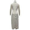 Ärmelloses Damenkleid Stehkragen V-Ausschnitt Langes Kleid Lockere Passform Polyester Elegantes Kleid mit geometrischen Mustern Bedruckt Tägliches Outfit