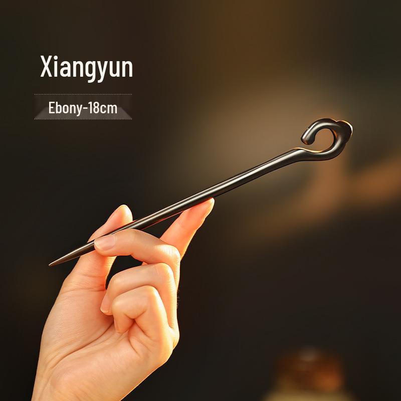Elegant Handmade Black Sandalwood Hairpin: New Chinese Style, Ancient-Inspired, Simple, Everyday Wooden Hairpin for Women