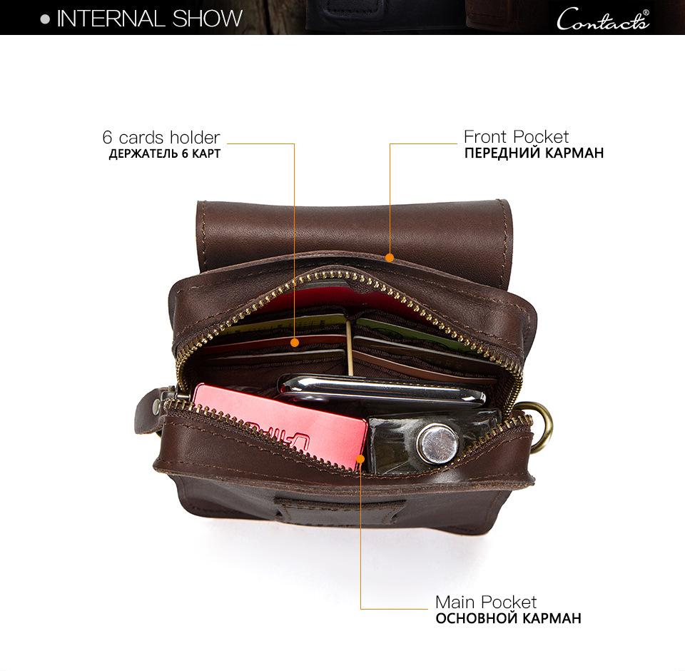 Men's Retro Crazy Horse Leather Crossbody Phone Waist Bag