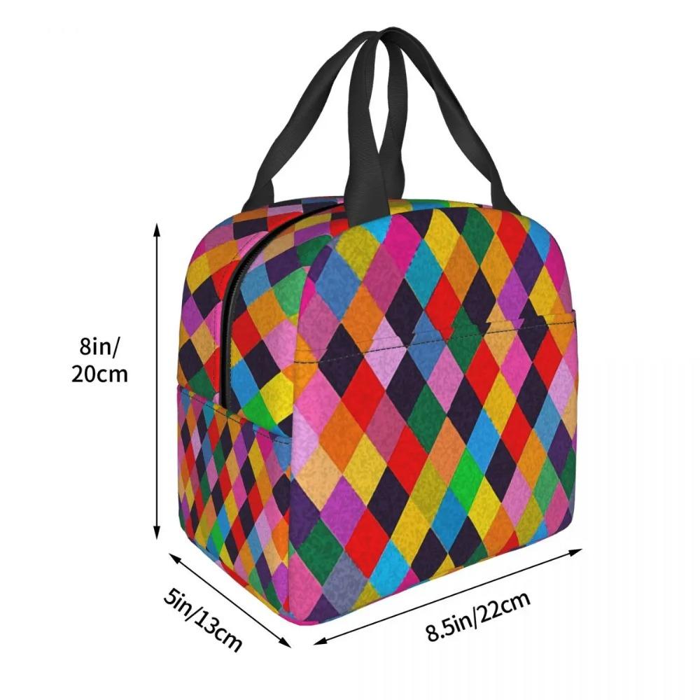 Mardi Gras Harlequin Plaid Playing Cards Rhombi Insulated Lunch Bag for Women Office Cooler Thermal Food Box Tote Lunch Boxes