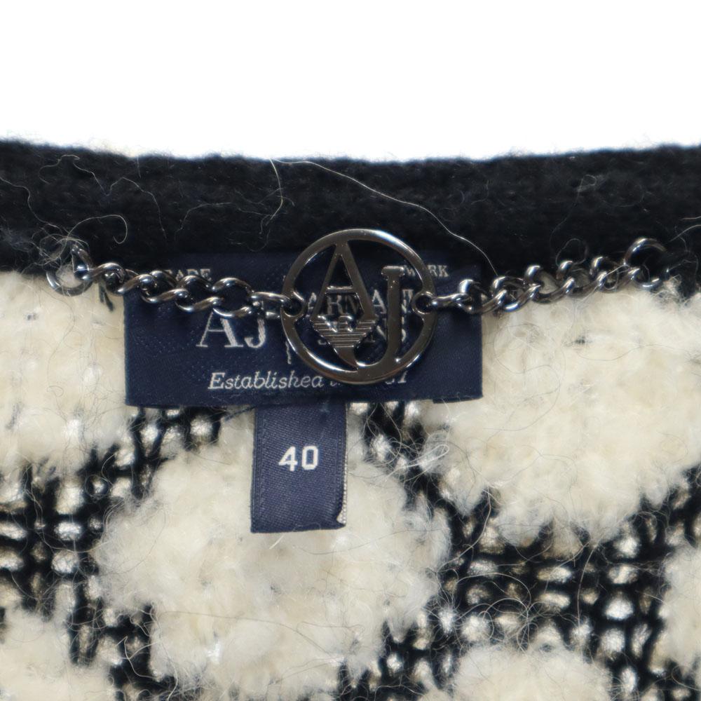 Armani Jeans Wool Blend Long Sleeve Knit Coat 40 White System Women Used