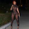 2025 Sommer Mesh Digitaldruck Rückenfreier Jumpsuit: Europäischer & Amerikanischer Streetstyle