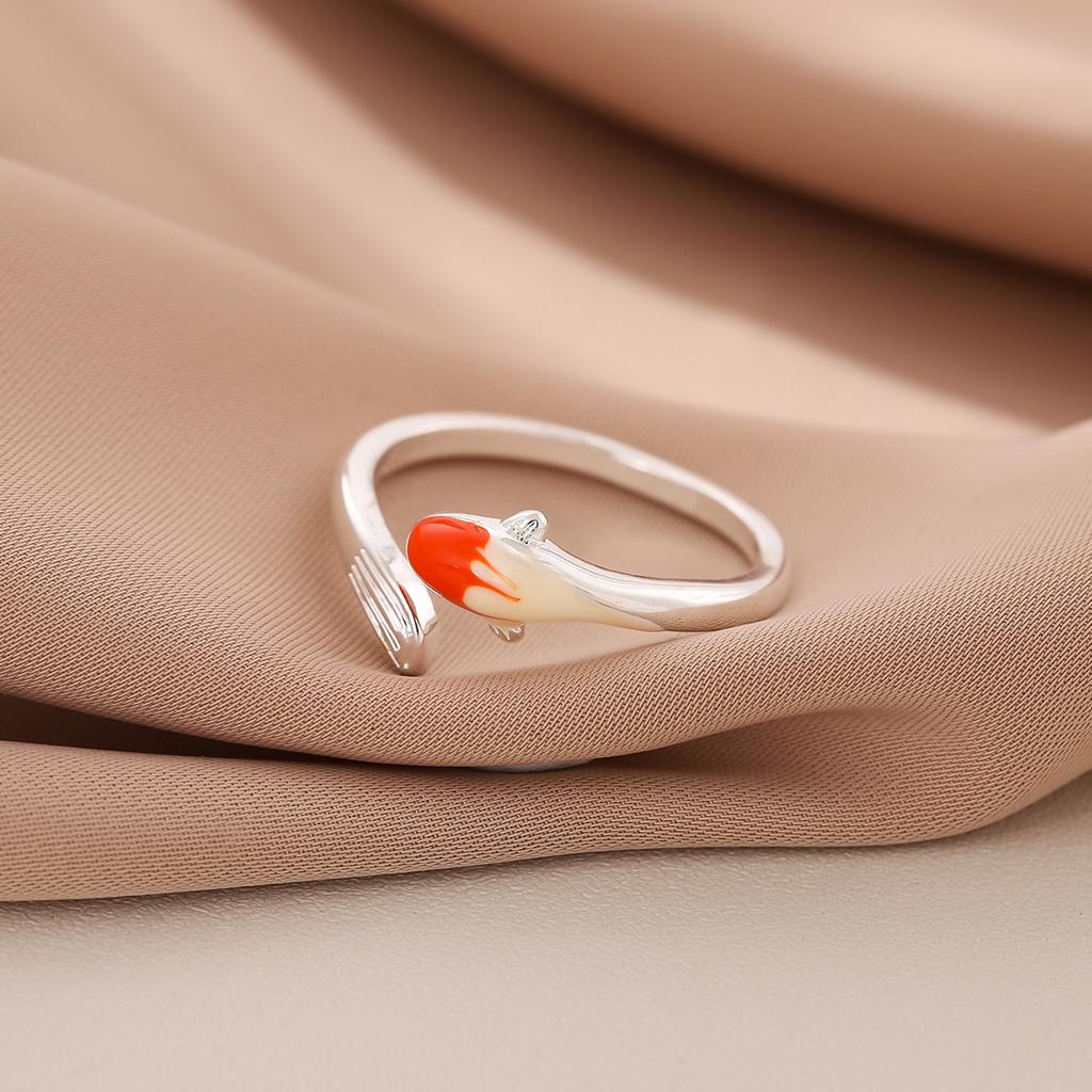 Classical Art Auspicious Gradient Fortune Koi 925 Sterling Silver Jewelry Personality Carp Fish Animal Opening Rings R213
