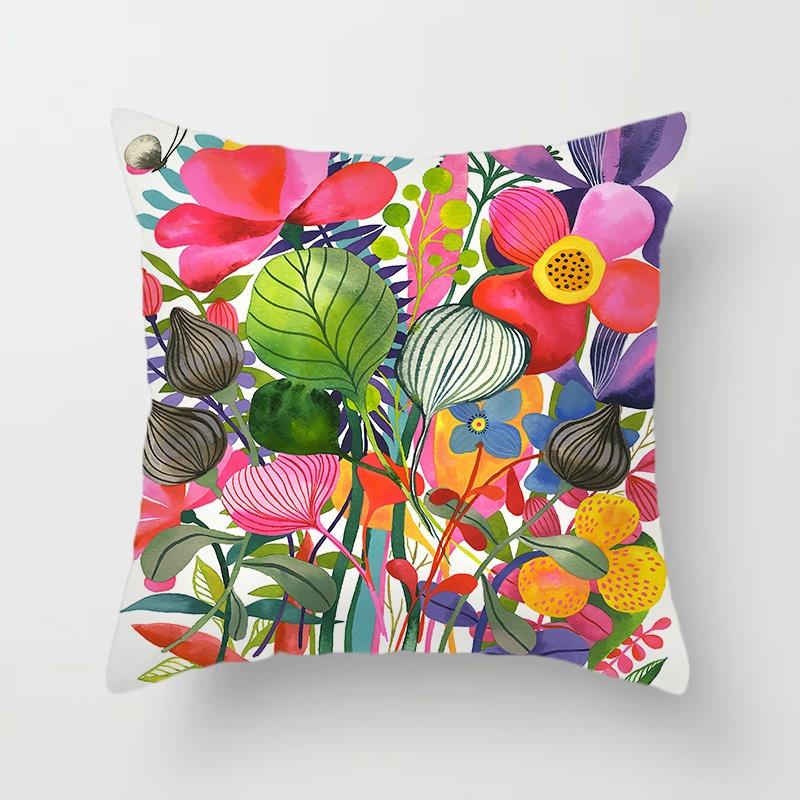 Juste de coussin colorée peinte d'art du monde, taie d'oreiller de luxe, décoration de bureau, décoration de la maison