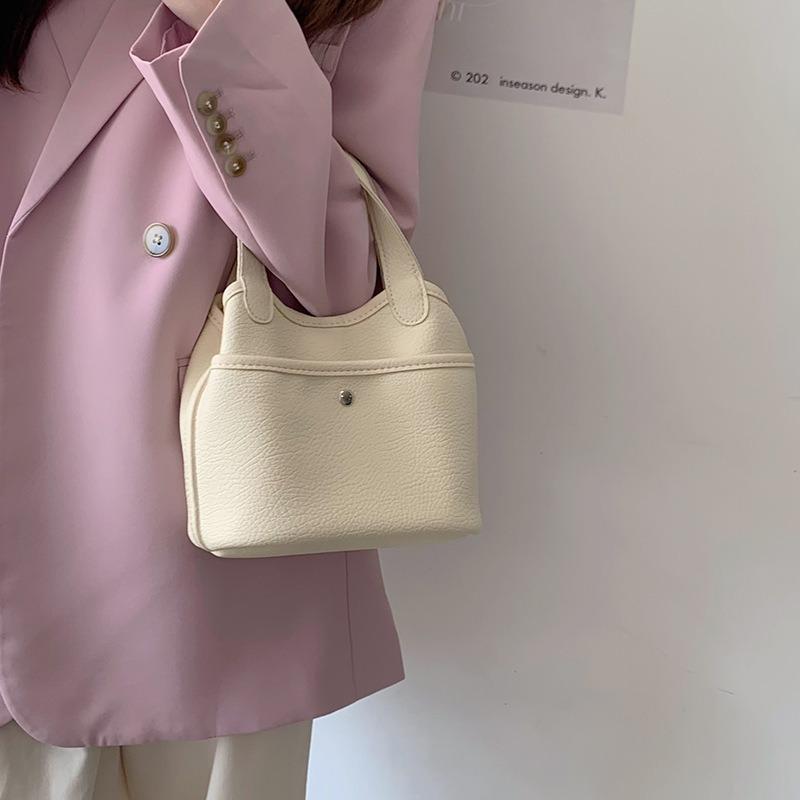 2025 Korean INS New Style Basket Bag Handbag Fashion Versatile Soft Leather Texture Crossbody Bucket Bag for Women