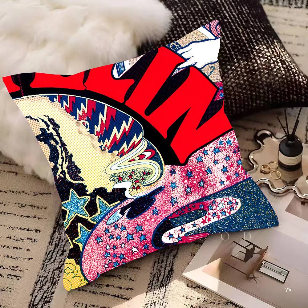 

Band L-Led Vintage Z-ZepPeLinS Pillow Case Square Pillow Bedroom Sofa Leisure Comfort Cushion Car Living Room Home Decoration 16x16Inch