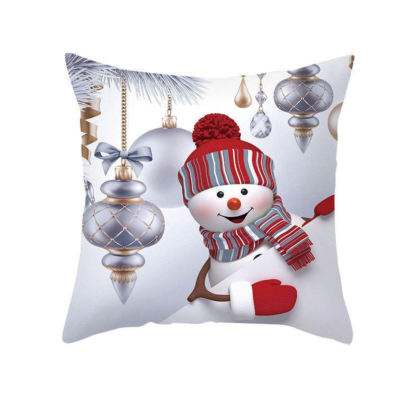 Cozy 18" Christmas Cushion Cover Featuring Cute Santa Claus And Snowman For Holiday Charm