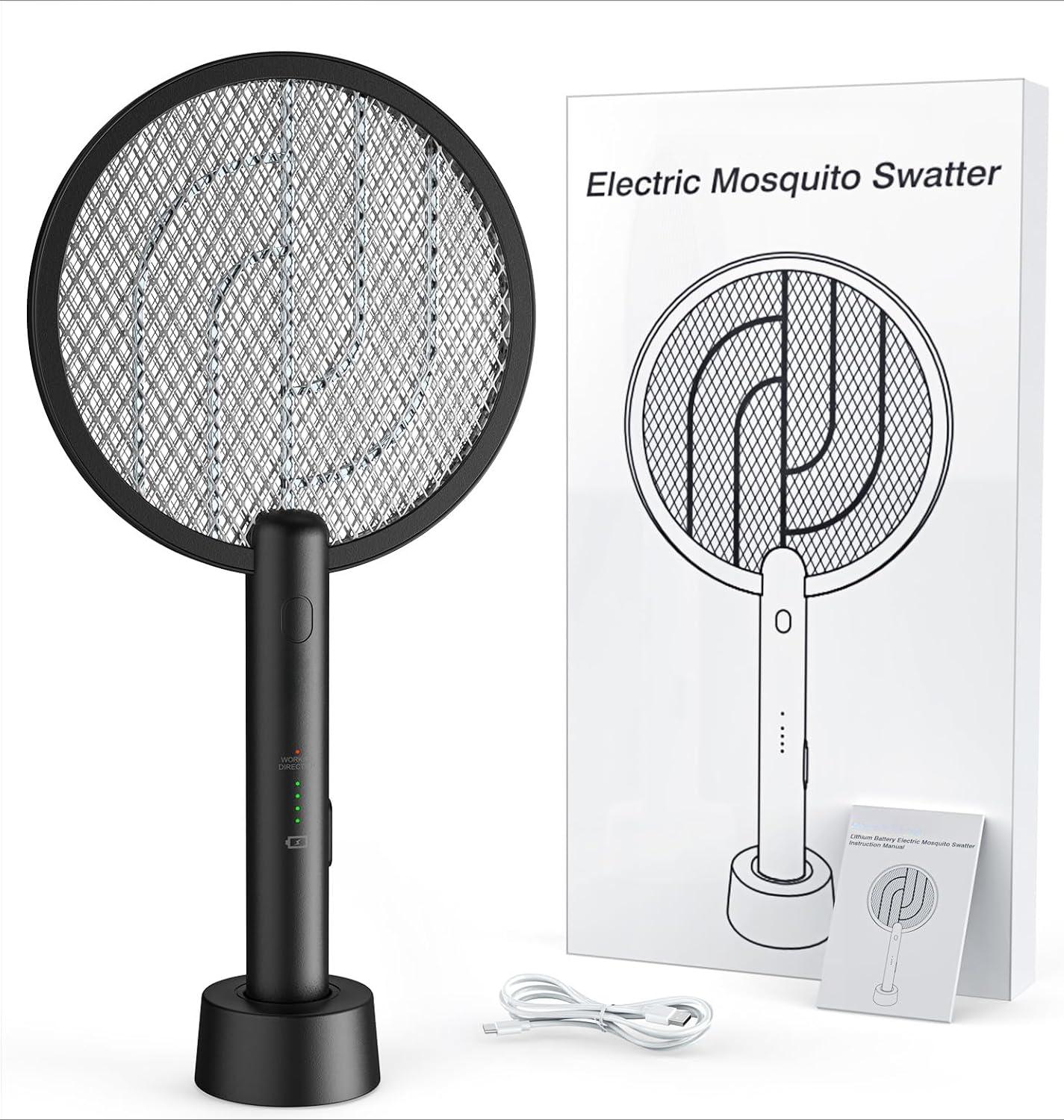 Электрическая мухобойка 3000В Ракетка-истребитель насекомых 2 в 1 Перезаряжаемая лампа-уничтожитель комаров для дома и улицы 1pc