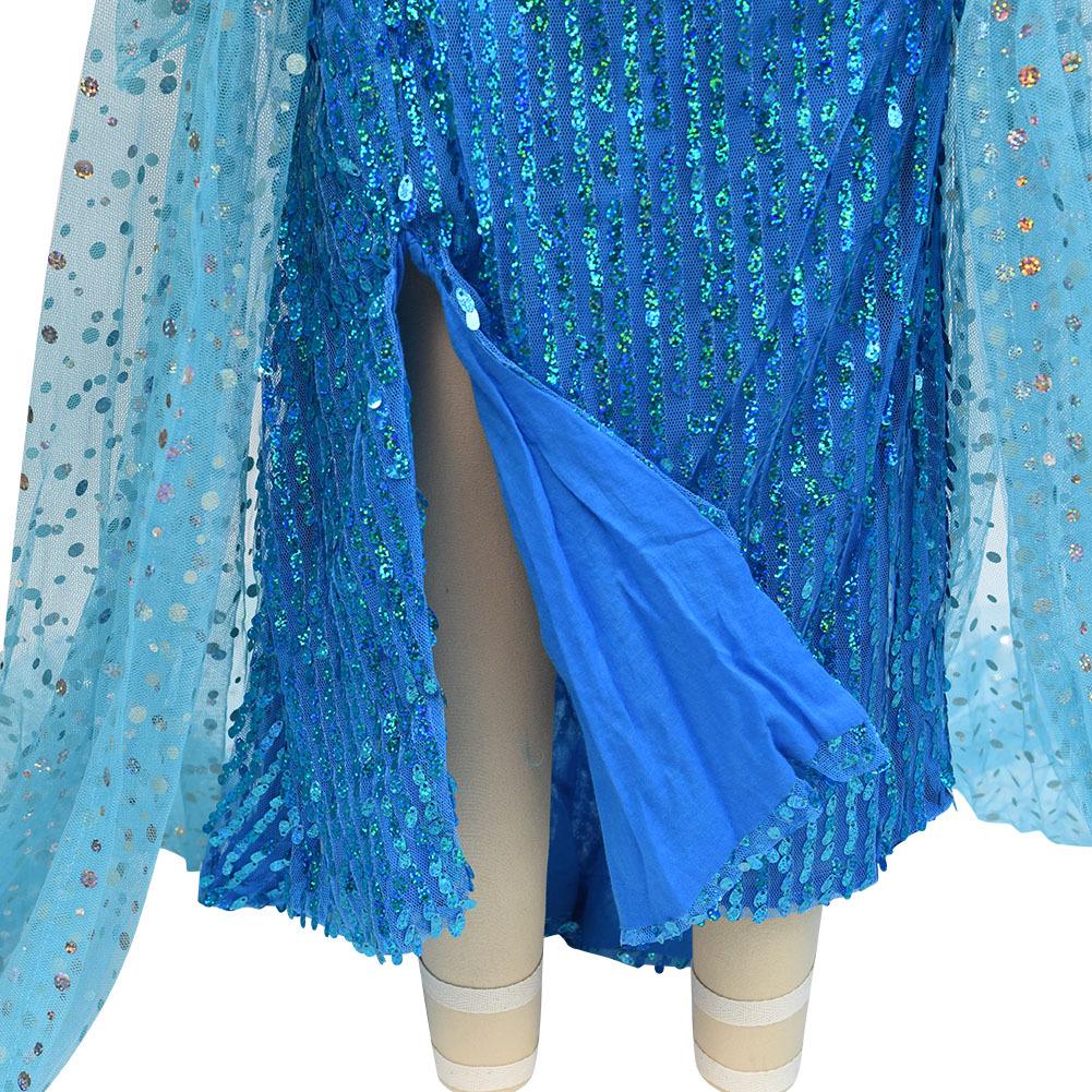 Frozen Girls' Elsa Sequin Mesh Long-Sleeve Formal Dress