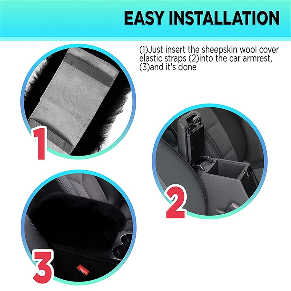 Auto Center Console Cover Black Armrest Pads Cushion Protector Universal Fit