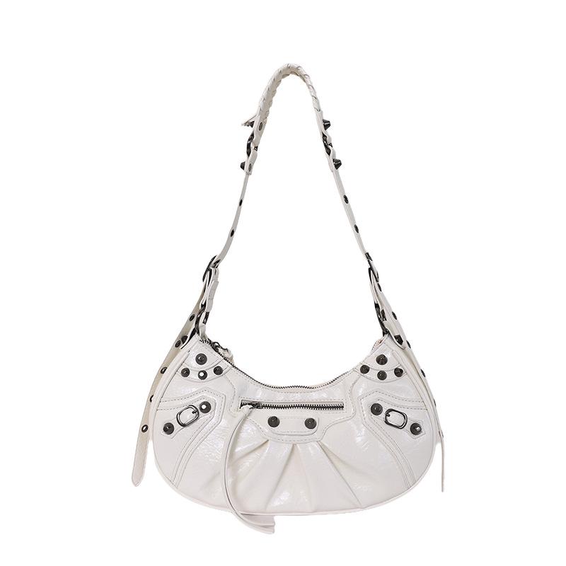 2026 Spicy Girl Rivet Crescent Versatile Handbag: Underarm, Shoulder & Crossbody