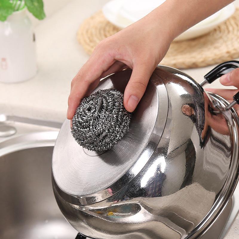 6-Pack Kitchen Steel Wool Cleaning Brush Set for Pots and Bowls