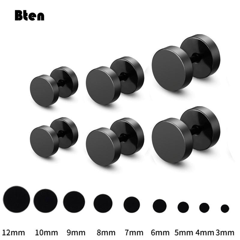 

One Pair Black Stainless Steel Round Stud Earrings For Women Dumbbell Pierceing Earrings Men Punk Fashion Jewelry 3mm золотой