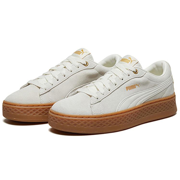 New PUMA Smash Platform Frill 'White Gold' Women's 366928-04