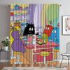 Les Barbapapa Home Interior Curtains 2 Pieces Tulle for Bedroom Halloween Decoration Modern Living Room Curtains Shades Curtain