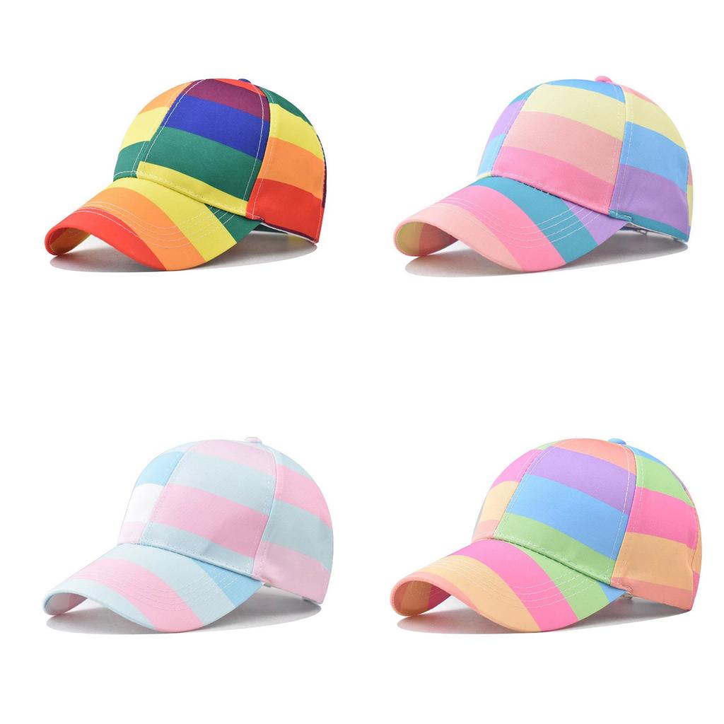 Subkultur Lässiger Sport Hut Bunter Baseballhut Regenbogen Verstellbare Papa Hüte für Reisen Fitness Training