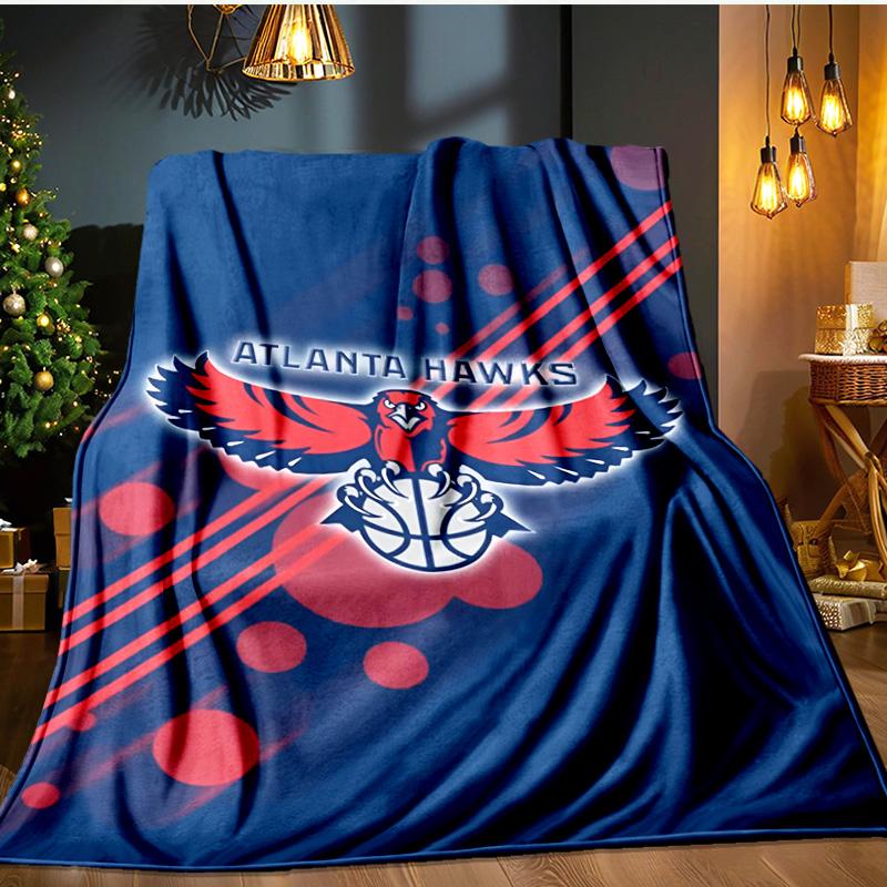 Hawks Basketball Blanket Flannel Throw for Sofa, Indoor, Camping, Living Room, Office, Chair, And Bed Soft Birthday Gift