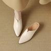 Fashion NEW Summer Women Mules Genuine Leather Shoes for Women Cover Toe Chunky Heel Slippers Pointed Toe Slingback Designer Sandals