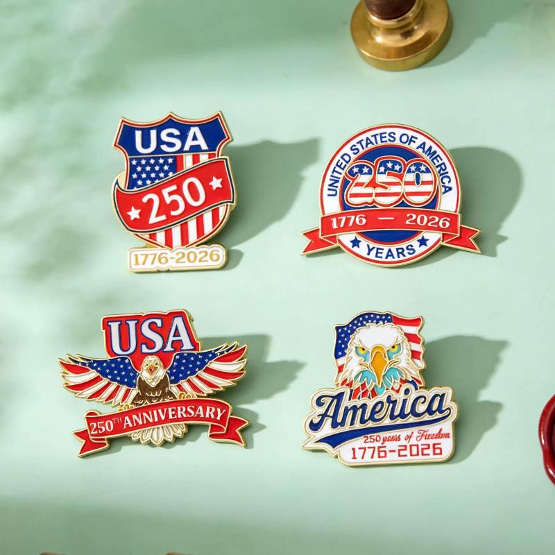 USA 250th Anniversary Enamel Lapel Pins 1/5PCS Patriotic Eagle Design Brooch Ideal Gift for Veterans Patriotism Activities