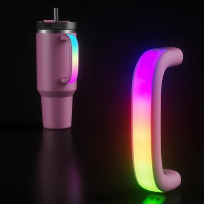 LED Light-Up Cup Handle for 30oz/40oz Rechargeable Waterproof Glow Grip with 6 Color Modes & 7H Runtime Night Light Cup Accessory
