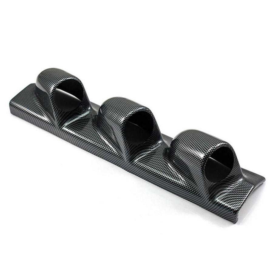 Carbon Fiber Look Car Dash 3 Hole Triple Gauge Meter Mount Holder Pod 52mm