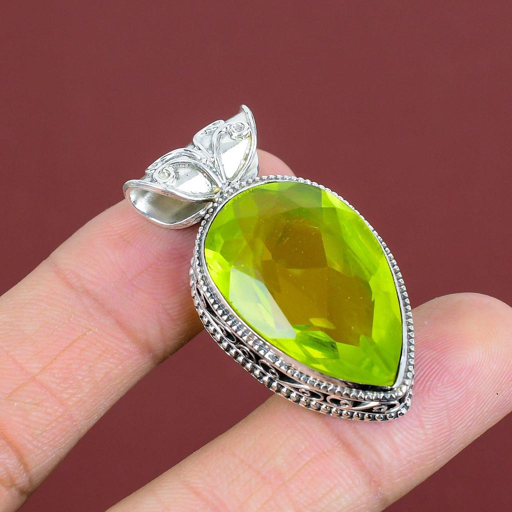 Faceted Lemon Topaz Gemstone Pendant Beautiful Vintage Pendant 925 Sterling Silver Pendant Handmade Jewelry Anniversary Gifts Decent Pendant