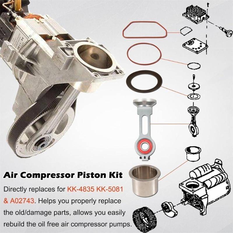 Air Compressor Piston Kit Oil Freeing Connecting Rod Replacement Suitable for 919.167320 919.152811 KK-4835 KK-5081 A027