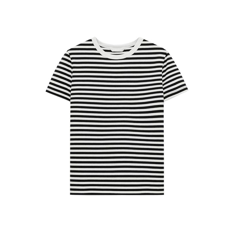 and Summer Women's Clothing French Simplicity Style Straight-leg Multi-Color Selection Double-Sided Cloth Silm Short Sleeve round Neck T-shirt 4174378