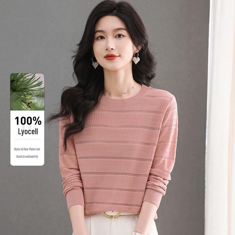 SNOWFLYING Women s 100% Lyocell Striped Knit Sweater M