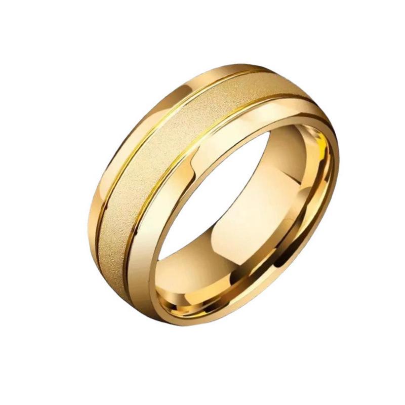 Trendy European and American Frosted Stainless Steel Couple Ring