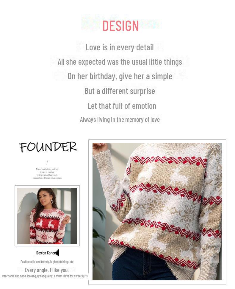 2024 Women's European and American Knitted Christmas Sweater Pullover