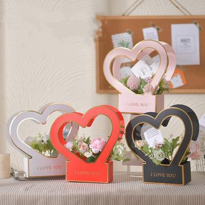 Herz-Blumenbox, romantische Geschenkpapierbox, Geschenkkorb für Frauen, Einkaufstasche, Geschenkpapier, Liebesblumenkorb, Hochzeitsbedarf