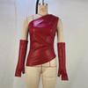 2024 Women's Street Fashion Sleeveless Oblique Collar PU Leather Vest with Sleeves