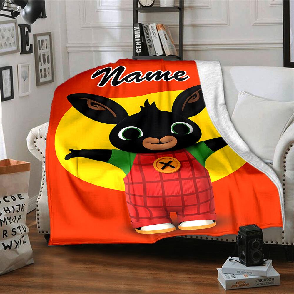 Customizable Bing Bunny1 Throw Blanket – Personalized Name, All-Season Cozy Snug Blanket, Machine Washable, Personalized Blanket