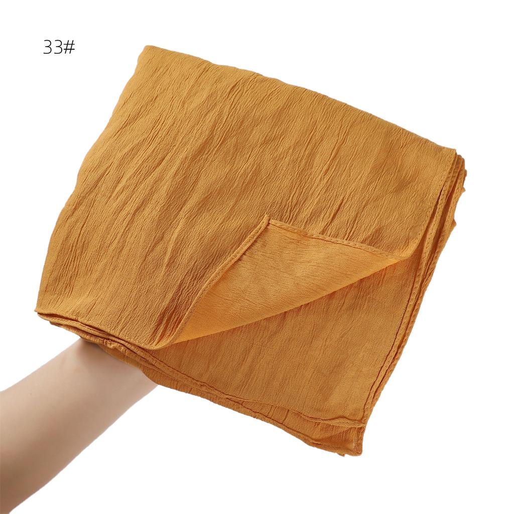 High Quality Breathable Elastic Wrinkle Long Scarf Women Plain Color Polyester Crinkle Soft Hijab Muslim Ladies Turban Headwraps