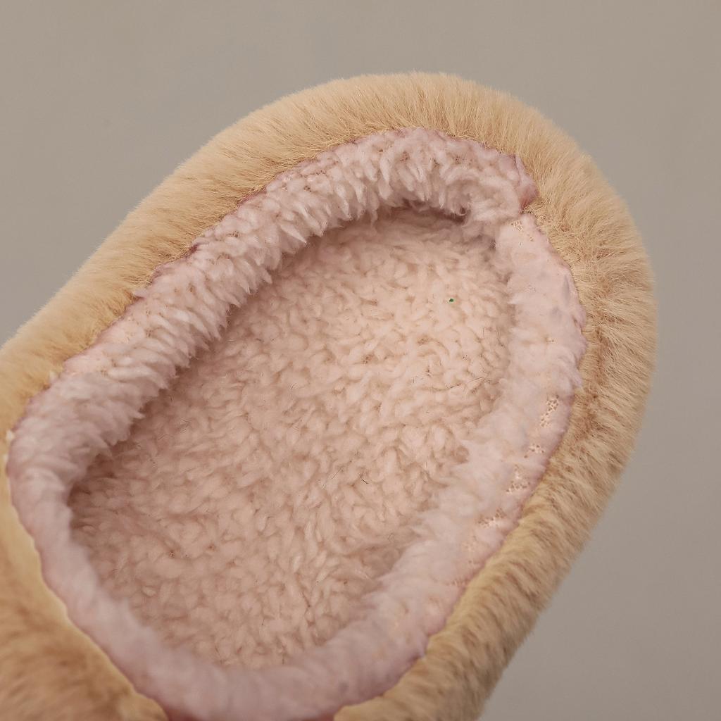 Imitation Fur Shiny Leather Cotton Slippers for Men and Women In Autumn and Winter, Anti Slip, Warm and Thick Fur Confinement Shoes, Bedroom Slippers