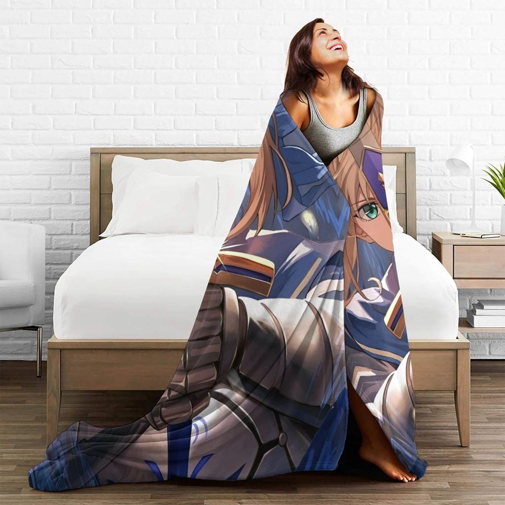 Fate Saber Anime Blankets Fleece Stay Night Japan Game Warm Throw Blanket for Car Sofa Couch Bedspread
