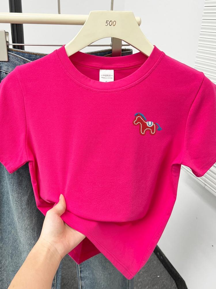 2026 Wine Red Plus Size Short Sleeve Women's T-Shirt: Flattering, Versatile, Round Neck, Belly-Hiding, Stylish Top