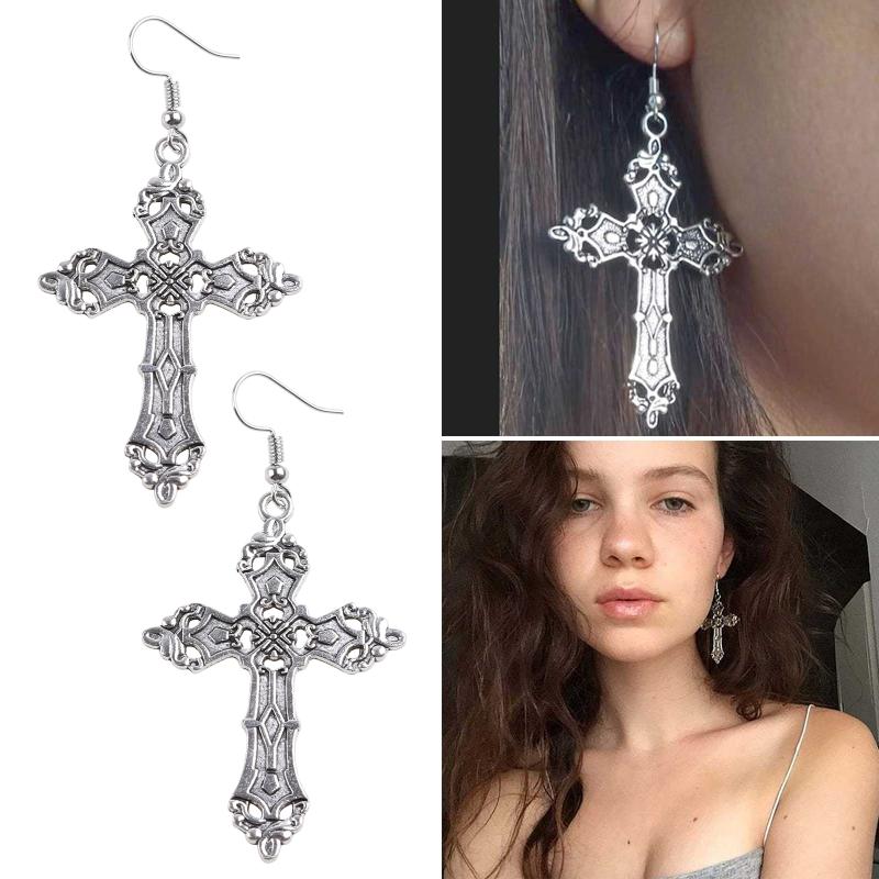 Vintage Jesus Cross Earrings for Women Christianity Vintage Bohemian Stud Earrings for Minimalist Christian