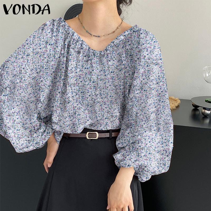 

Женские повседневные свободные топы с длинными рукавами VONDA с ​​цветочным принтом