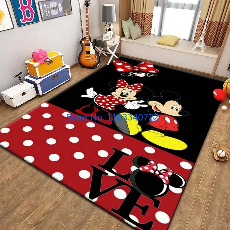 Mickey Minnie Area Mat, Cute Cartoon Rug Carpets 120x160cm Decor for Living Room Children's Bedroom Sofa Bathroom Kids Floor Mat