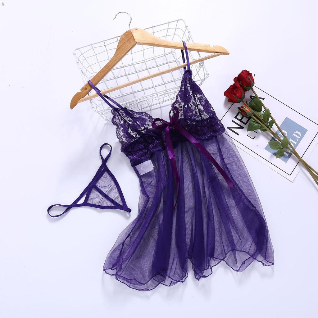 Fun Lingerie Sexy Lingerie Front Split Sleeping Dress,Sexy Babydoll Women Lingerie Sexy Lace G-string Underwear Sleepwear