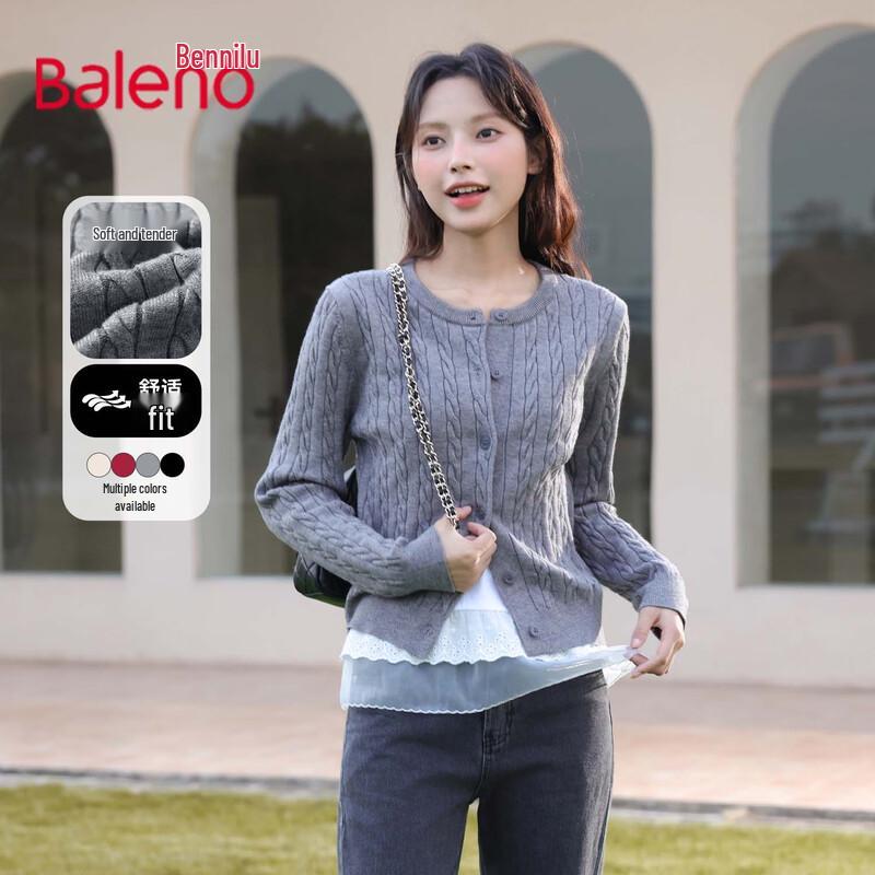 Baleno Women's Cable Knit Cardigan Sweater
