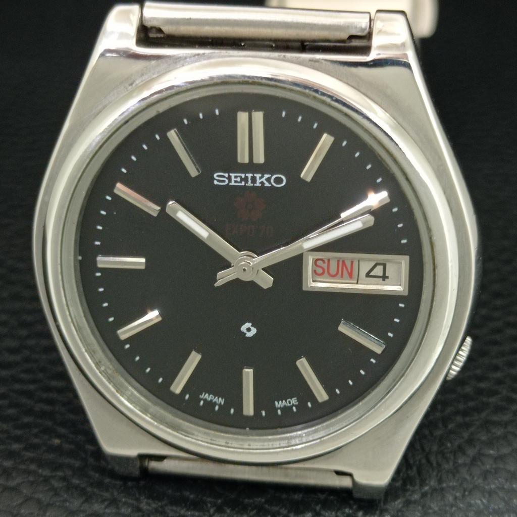 GENUINE VINTAGE SEIKO EXPO 70 AUTOMATIC JAPAN MENS BLACK DIAL WATCH A708729-1