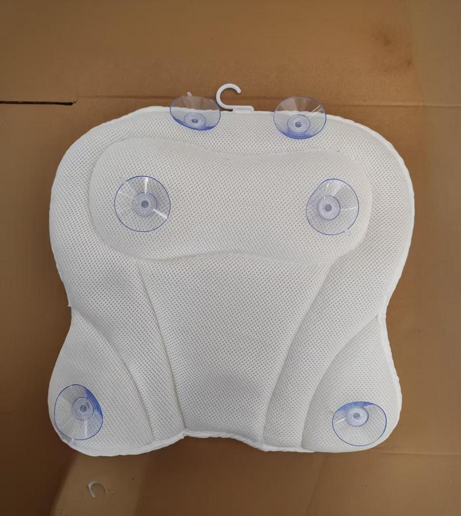 In Stock 4D Machine Washable Bath Pillow with 6 Suction Cups for Back Support